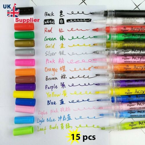 15pc Acrylic Markers Pens 0.7mm Permanent, Art, metal, glass, rock,Waterproof